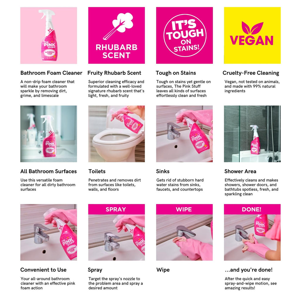 Stardrops The Pink Stuff Miracle Bathroom Foam Cleaner, 25 Fl Oz