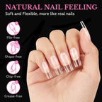 Premium 600-piece Medium Almond Nail Tips in soft gel for a natural nail look, chip-free and crease-free design.