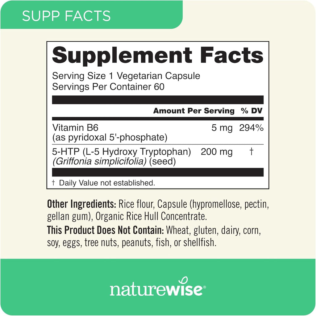Buy now NatureWise 5-HTP 200mg Supplement from Griffonia Seeds with Cofactor Vitamin B6 - Mood Support and Natural Sleep Aid for Adults - Delayed-Release, Vegan - 30 Count[1-Month Supply] at indiglob india