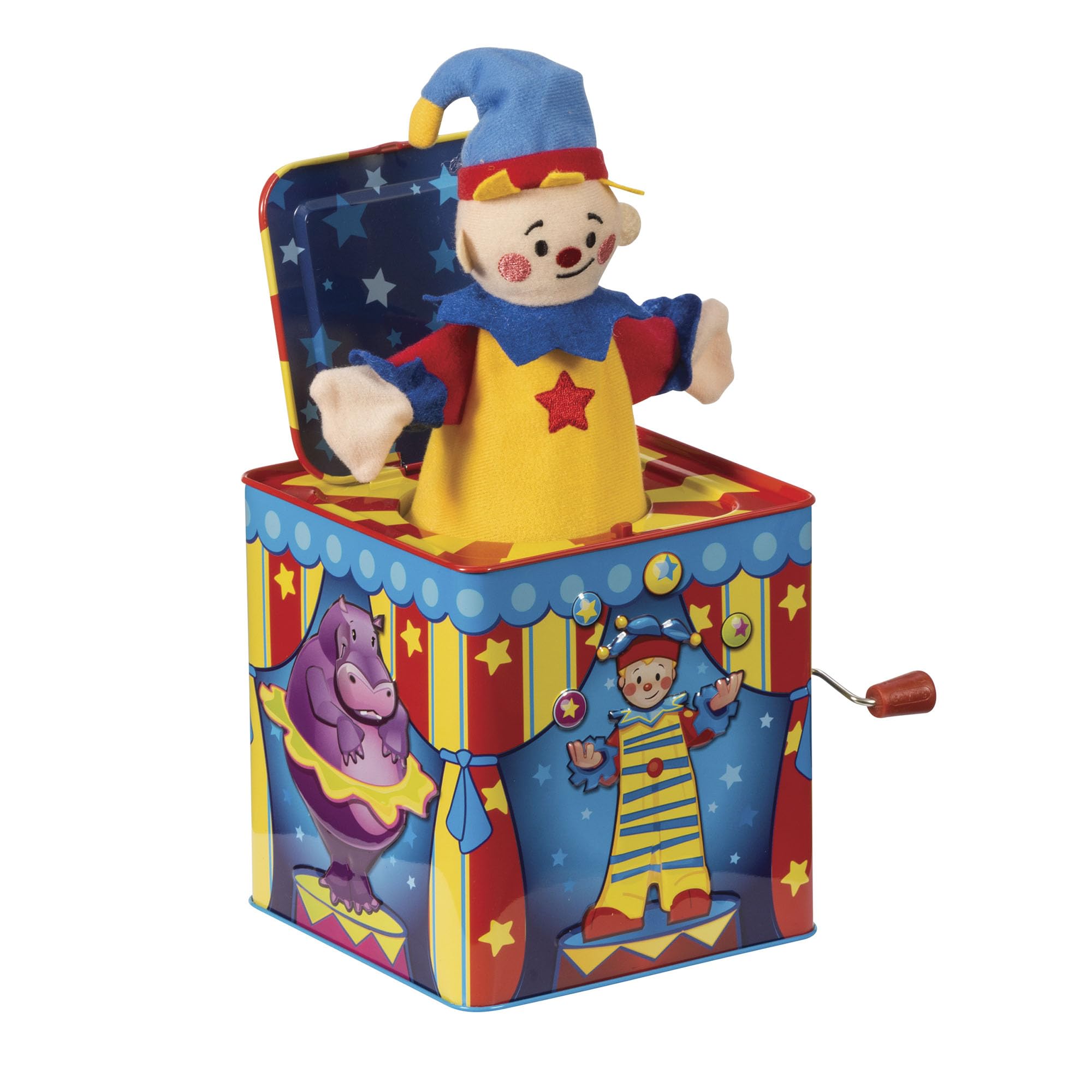 Buy now Schylling Silly Circus Jack in the Box - Classic Children's Musical Toy - Colorful Embossed Tin Box and Friendly Plush - Age 18 months and Up at indiglob india