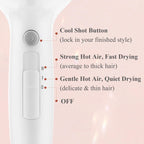 1875W Compact Hair Blow Dryer with Diffuser & Concentrator, White