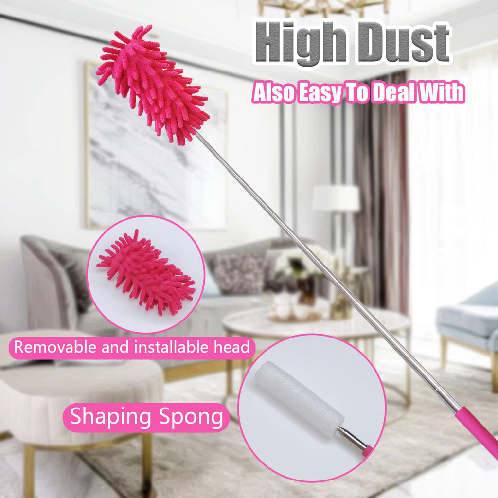 4 pcs Extendable and Washable Microfibre Feather Duster,13" to 30" Reachable, Microfibre Cleaning Tool, Small Dusters for Cleaning Office, Car, Computer, Furniture, Sofa