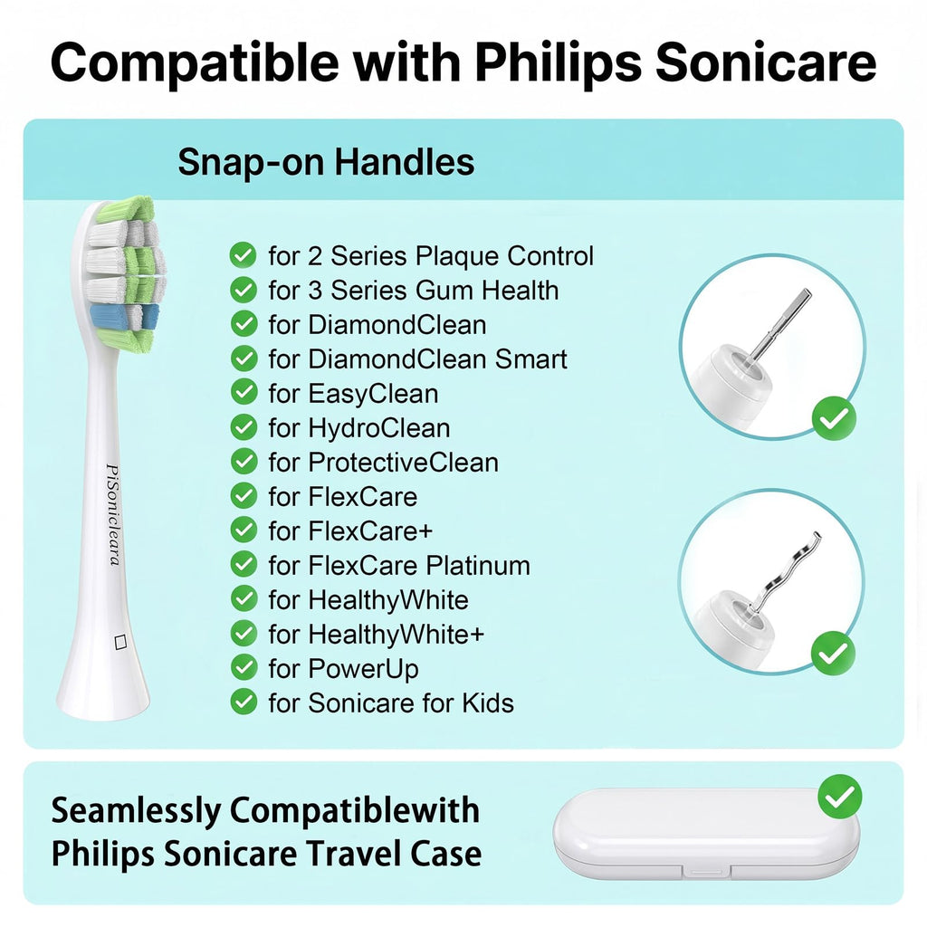 Pisonicleara Replacement Toothbrush Heads for Philips Sonicare(10 pcs)