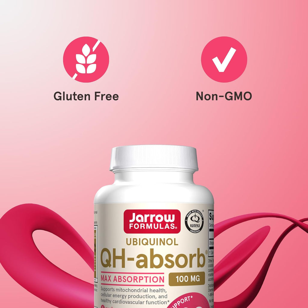 Buy now Jarrow Formulas QH-Absorb, 100 mg, Ubiquinol Dietary Supplement for Healthy Cardiovascular Function, 60 Softgels, 60 Day Supply at indiglob india