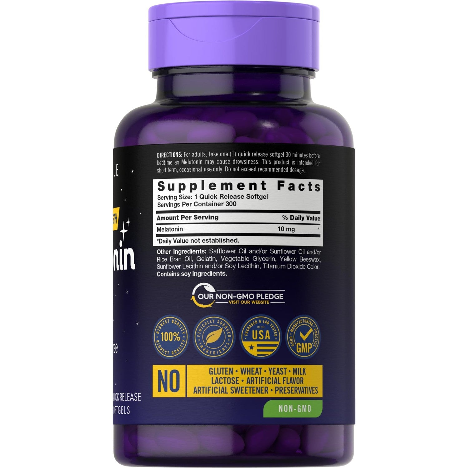 Carlyle Melatonin 10mg | 300 Softgels | Extra Strength Support for Adults | Non-GMO, Gluten Free Supplement