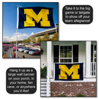 College Flags & Banners Co. UM Michigan Wolverines University Large College Flag