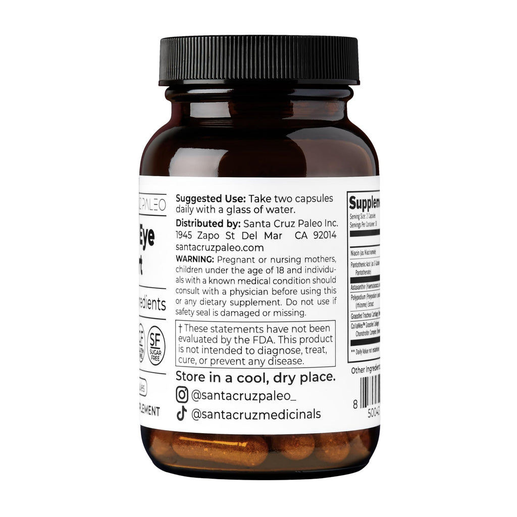 Santa Cruz Paleo Skin & Eye Capsules, Simple Daily Formula for Skin Appearance & Eye Routine, Clean Ingredients, Gluten Free, Keto & Paleo Friendly, 60 Capsules