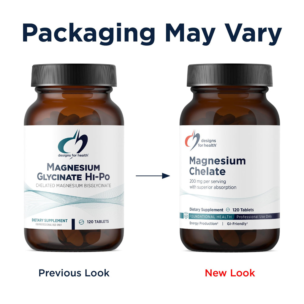 Designs for Health Magnesium Chelate Tablets - 200mg Magnesium Bisglycinate Chelate - Non-GMO Supplement Designed to be Easier on the Stomach (120 Tablets)