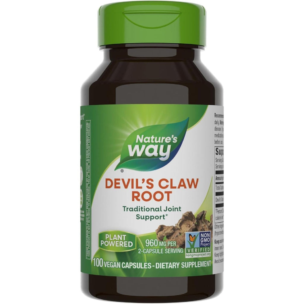 Buy now Natureâ€™s Way Devil's Claw Root, Traditional Joint Support*, 960 mg per 2-Capsule Serving, Gluten-Free, Non-GMO Project Verified, 100 Vegan Capsules (Packaging May Vary) at indiglob india