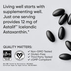 Sports Research® Vegan Astaxanthin 12mg w/Organic Coconut Oil, 60 Count | Plant-Based Antioxidant Supplement for Skin & Eye Health Support | Soy-Free, Non-GMO, Gluten-Free
