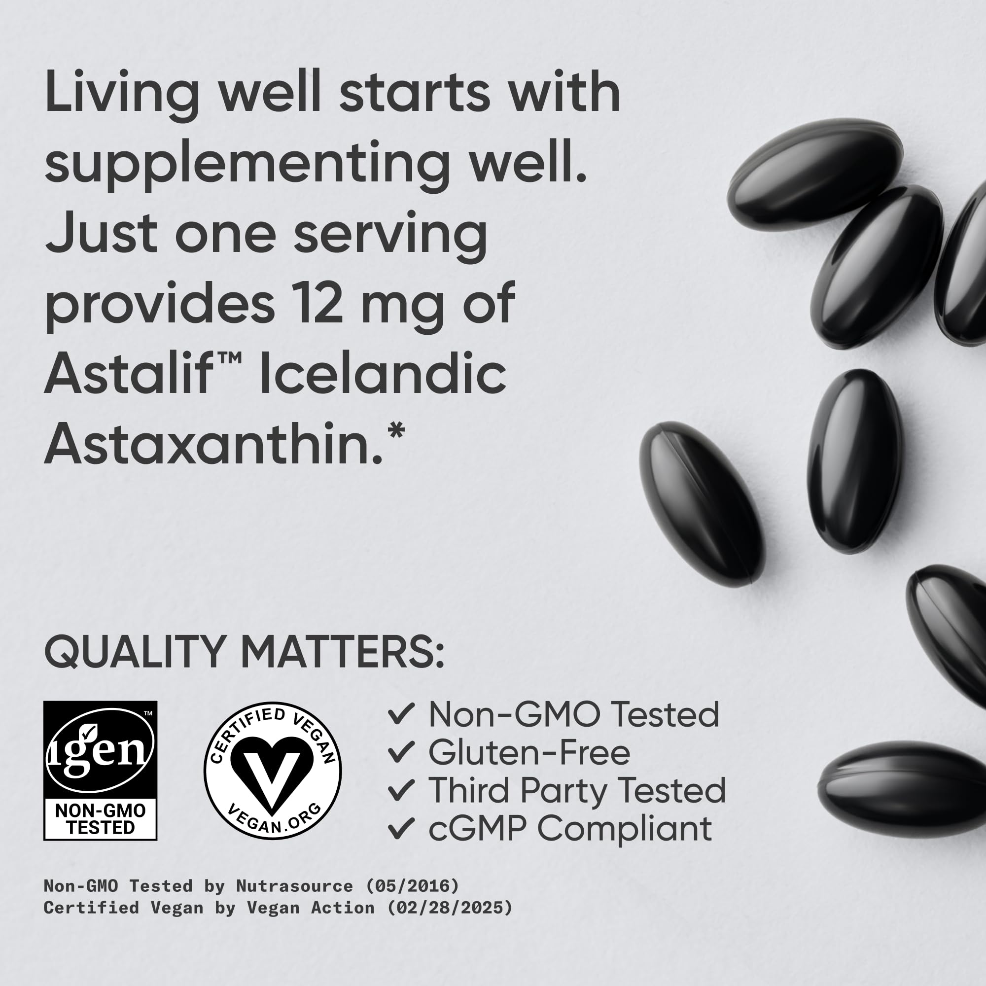 Sports Research® Vegan Astaxanthin 12mg w/Organic Coconut Oil, 60 Count | Plant-Based Antioxidant Supplement for Skin & Eye Health Support | Soy-Free, Non-GMO, Gluten-Free