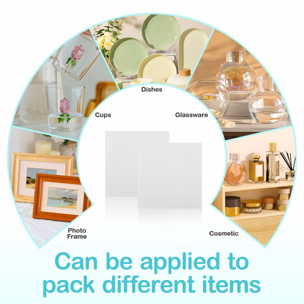 Thickened Packaging Foam Pouches and Sheets in 4 Sizes, 320 PCS with 60 Fragile Stickers, Dish Packing Supplies for Moving, Cushioning Foam Wrap for Moving Supplies