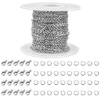 33 Feet Stainless Steel Jewelry Chains for Jewelry Making - Silver Chain Roll with 40 Pieces Open Jump Rings & 20 Pieces Lobster Clasps - Silver Necklace Link Cable Chains DIY Accessories (2.0mm)