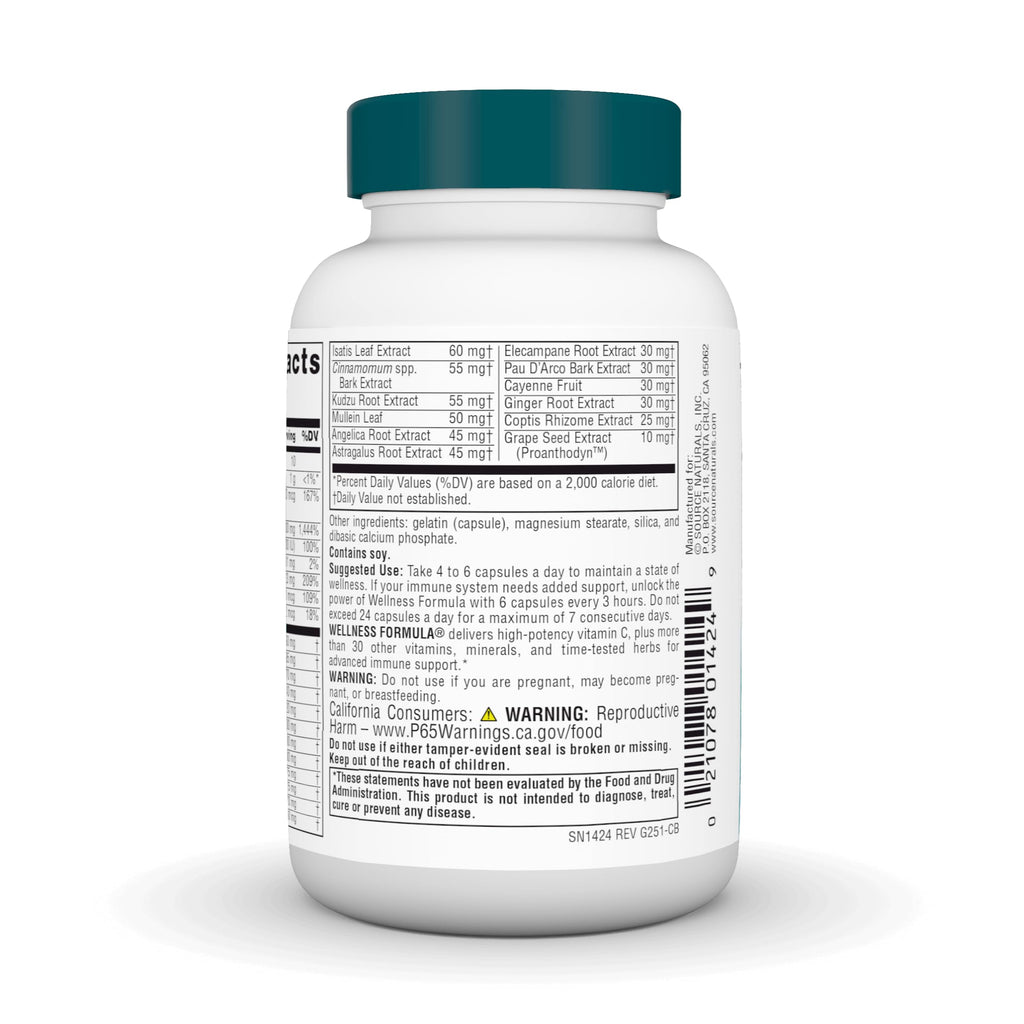 Source Naturals Wellness Formula, Advanced Immune Support - 60 Capsules | Bio-Aligned Vitamins & Herbal Defense with Vitamin C Plus 30 other Vitamins, Minerals & Herbs for Immune System Support