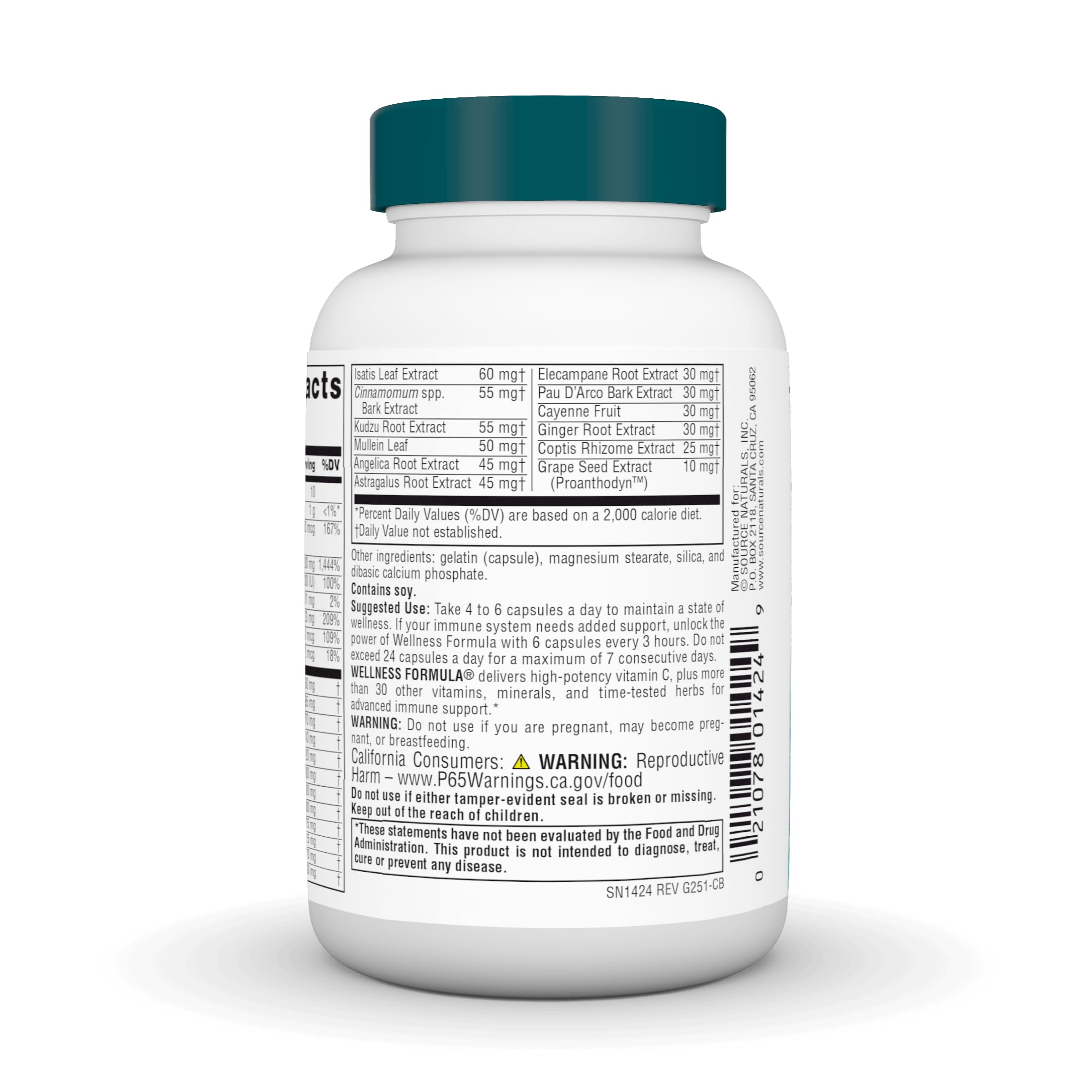 Source Naturals Wellness Formula, Advanced Immune Support - 60 Capsules | Bio-Aligned Vitamins & Herbal Defense with Vitamin C Plus 30 other Vitamins, Minerals & Herbs for Immune System Support