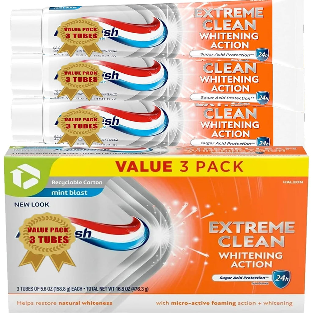 Extreme Aqua Clean, Whitening Action Fluoride Toothpaste, Mint Blast, 5.6 oz. (Pack of 3)