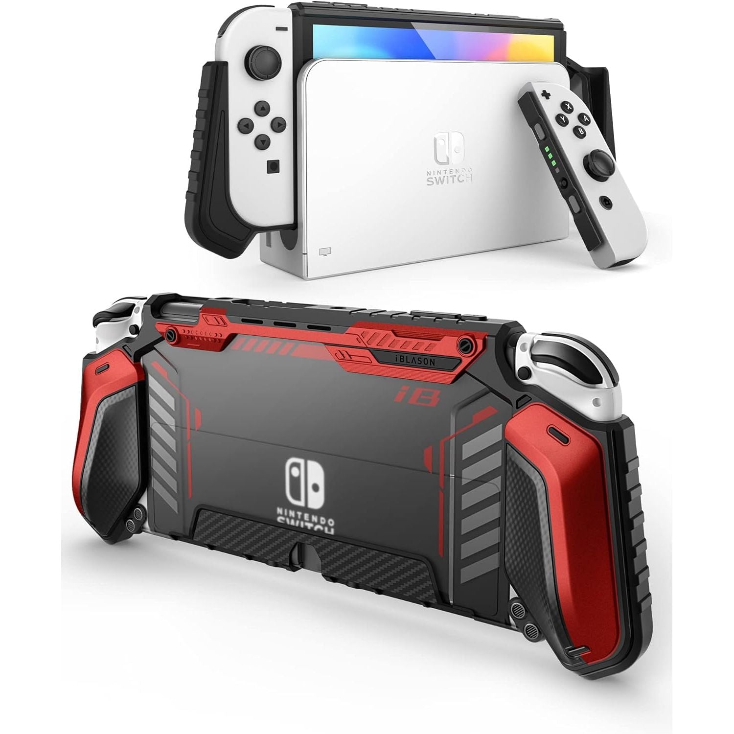 Buy now i-Blason Armorbox for Nintendo Switch OLED Case 2021 Dockable Comfortable Grip Protective Anti-Scratch Case Compatible with Nintendo Switch OLED Model and Joy-Con Controller (White) Red at indiglob india
