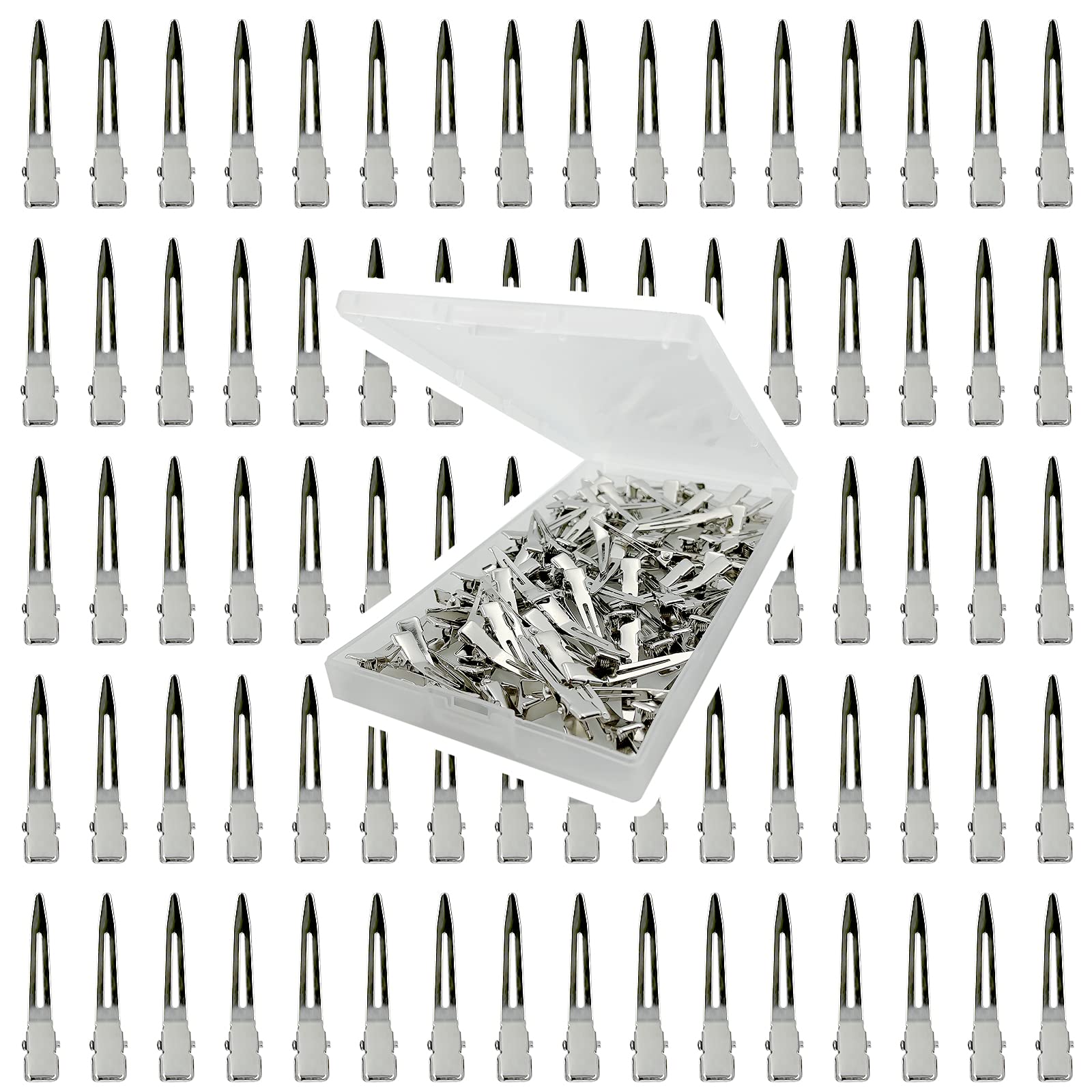 HiJeaton Metal Silver Loc Clips for Hair Retwist Dread Pin Curl Pro Styling | 90 Pcs Duck Bill Alligator Clips Nonslip Rustproof Strong Grip for Thick Hair, Sectioning Rollers Salon Bows Small Single DIY