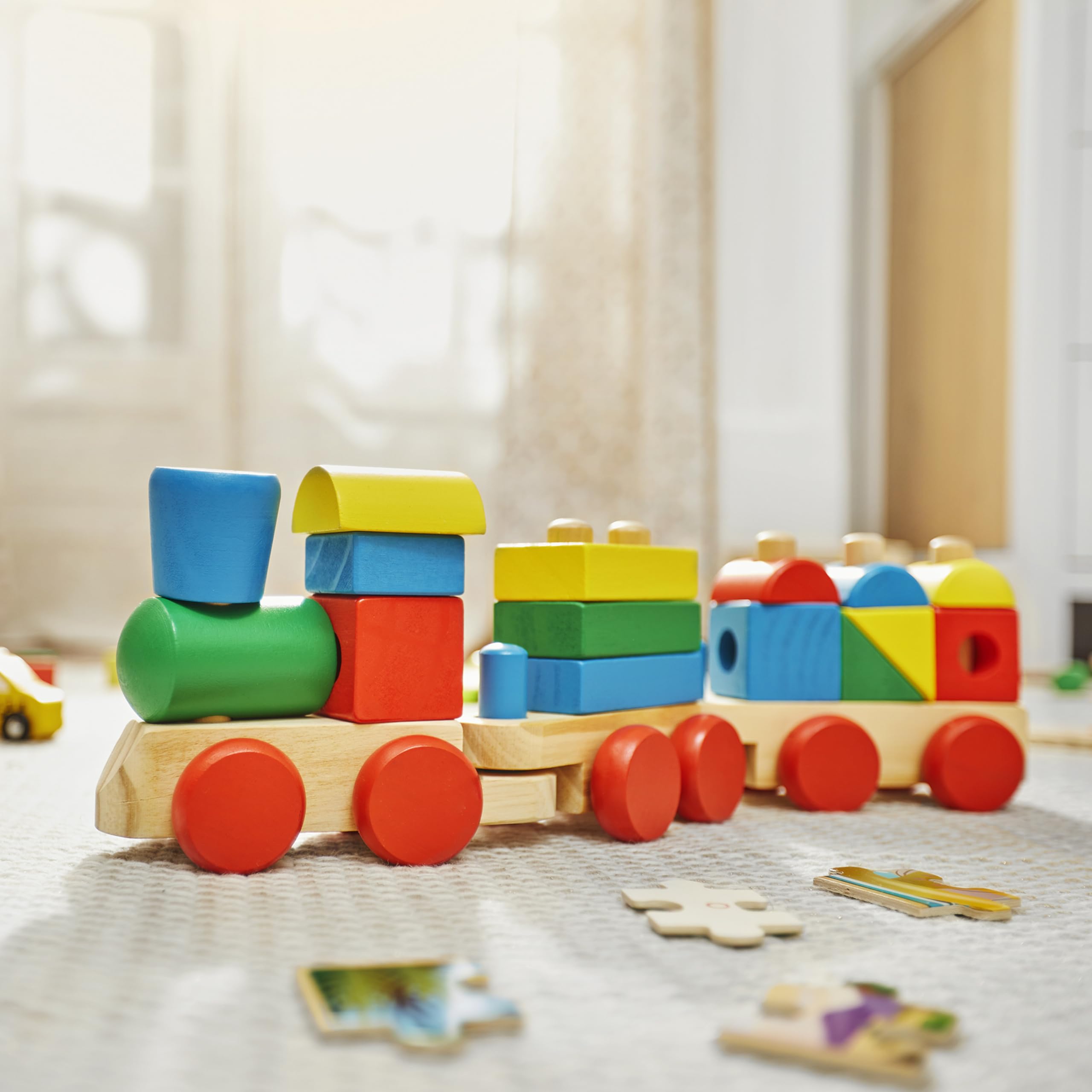 Buy now Melissa & Doug Stacking Train - Classic Wooden Toddler Toy (18 pcs) at indiglob india