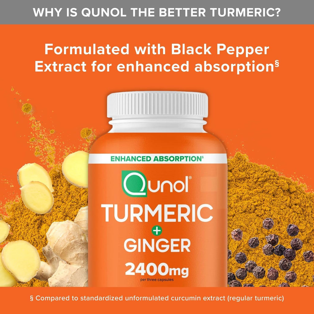 Turmeric Curcumin with Black Pepper & Ginger, 2400mg Turmeric Extract with 95% Curcuminoids, Extra Strength Supplement,