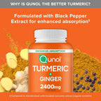 Turmeric Curcumin with Black Pepper & Ginger, 2400mg Turmeric Extract with 95% Curcuminoids, Extra Strength Supplement,