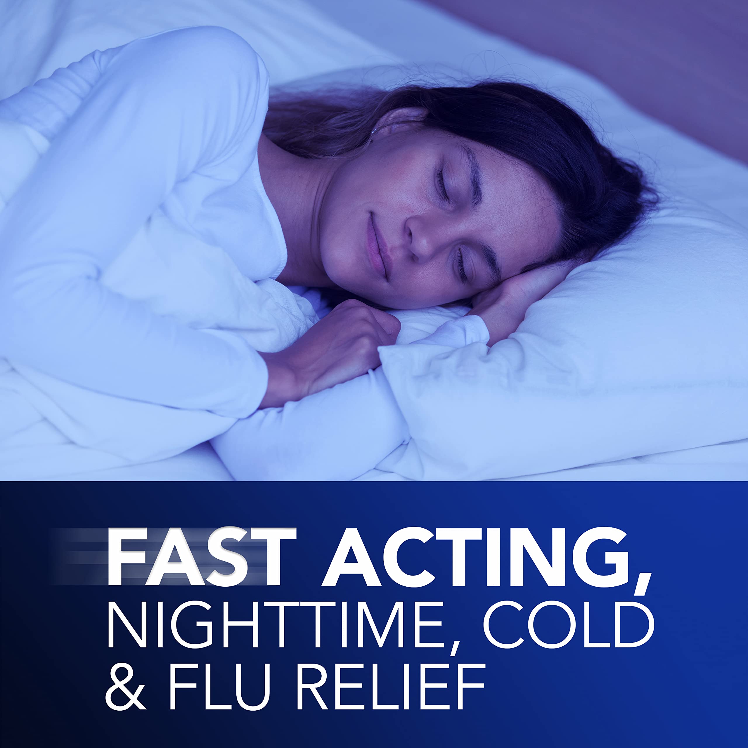 Buy now Vicks NyQuil Cold & Flu Relief Over-the-Counter Medicine, Powerful Multi-Symptom Nighttime Relief for Headache, Fever, Sore Throat, Aches, Sneezing, Runny Nose & Cough, 48 LiquiCaps at indiglob india