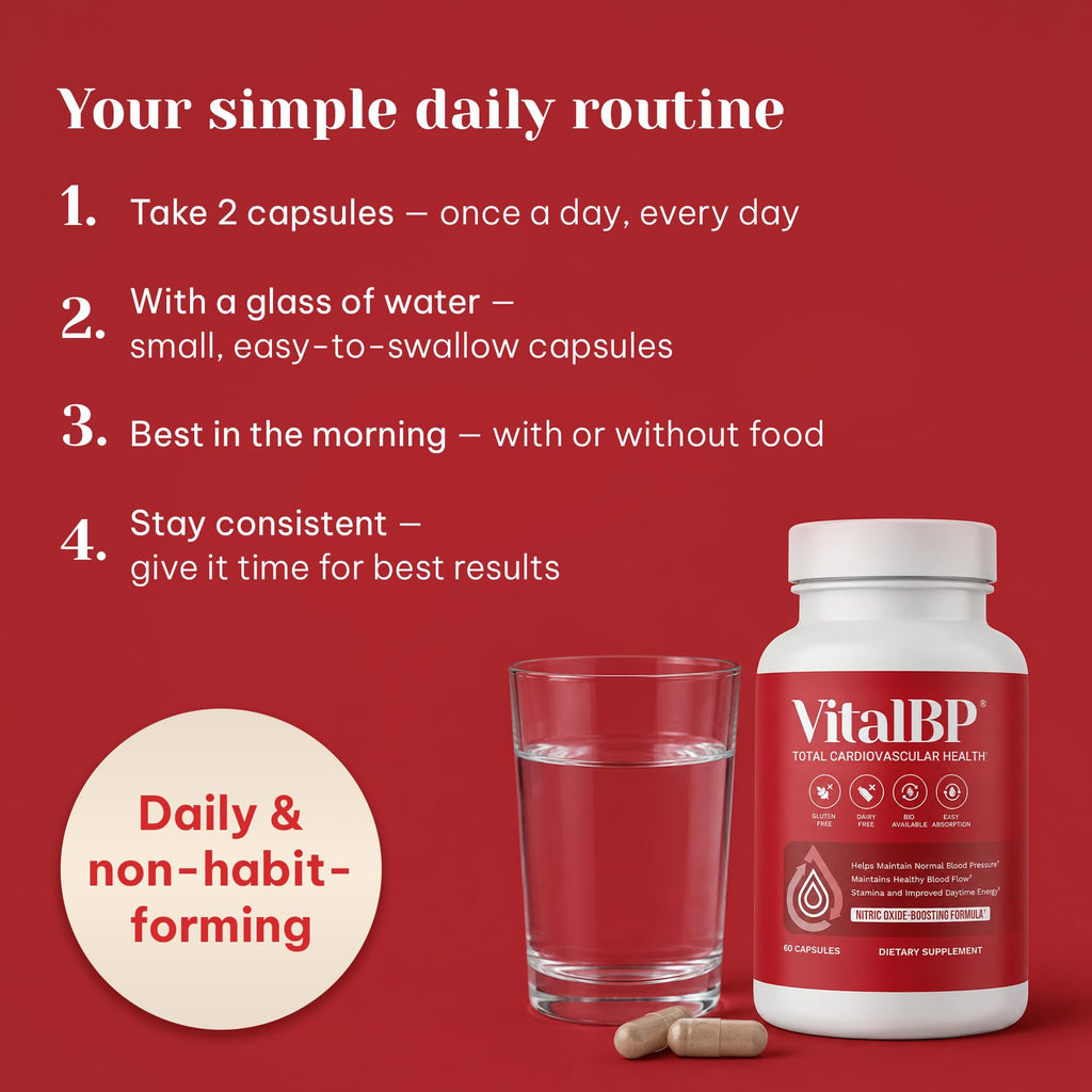 VitalBP Blood Pressure, Blood Flow & Artery Support, CoQ10, K2 & D3, 4 Pack | With L-citrulline to support normal blood pressure, blood flow & artery health.
