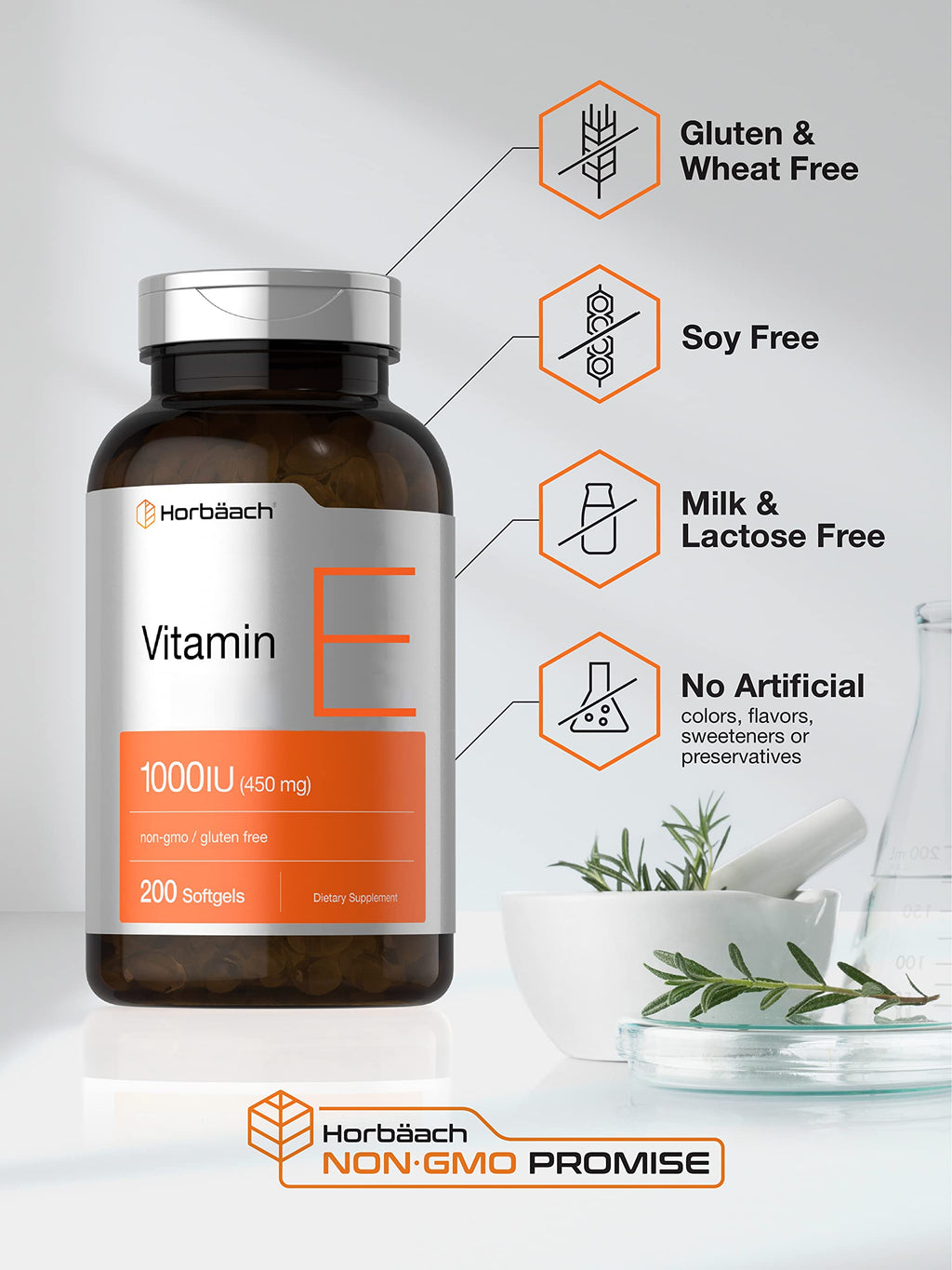 Horbäach Vitamin E 1000 IU Softgel Capsules | 200 Count