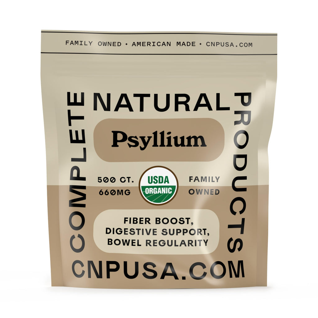 CNP | Organic Psyllium Husk Capsules 660mg - Fiber Caps, Colon Cleanse Aid | Organic psyllium husk capsules for fiber, digestive regularity and colon cleanse support; vegetarian, gluten free daily caps