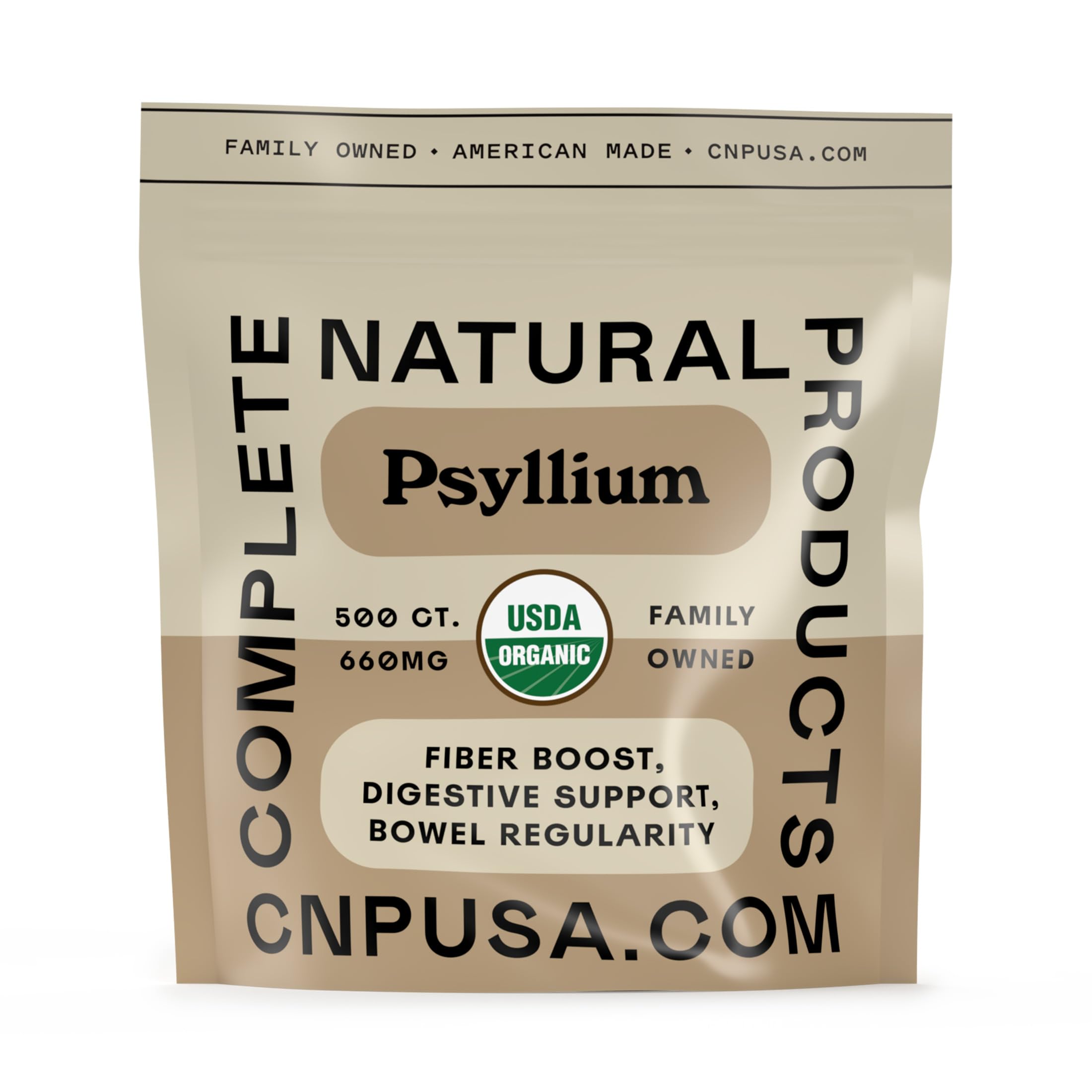 CNP | Organic Psyllium Husk Capsules 660mg - Fiber Caps, Colon Cleanse Aid | Organic psyllium husk capsules for fiber, digestive regularity and colon cleanse support; vegetarian, gluten free daily caps