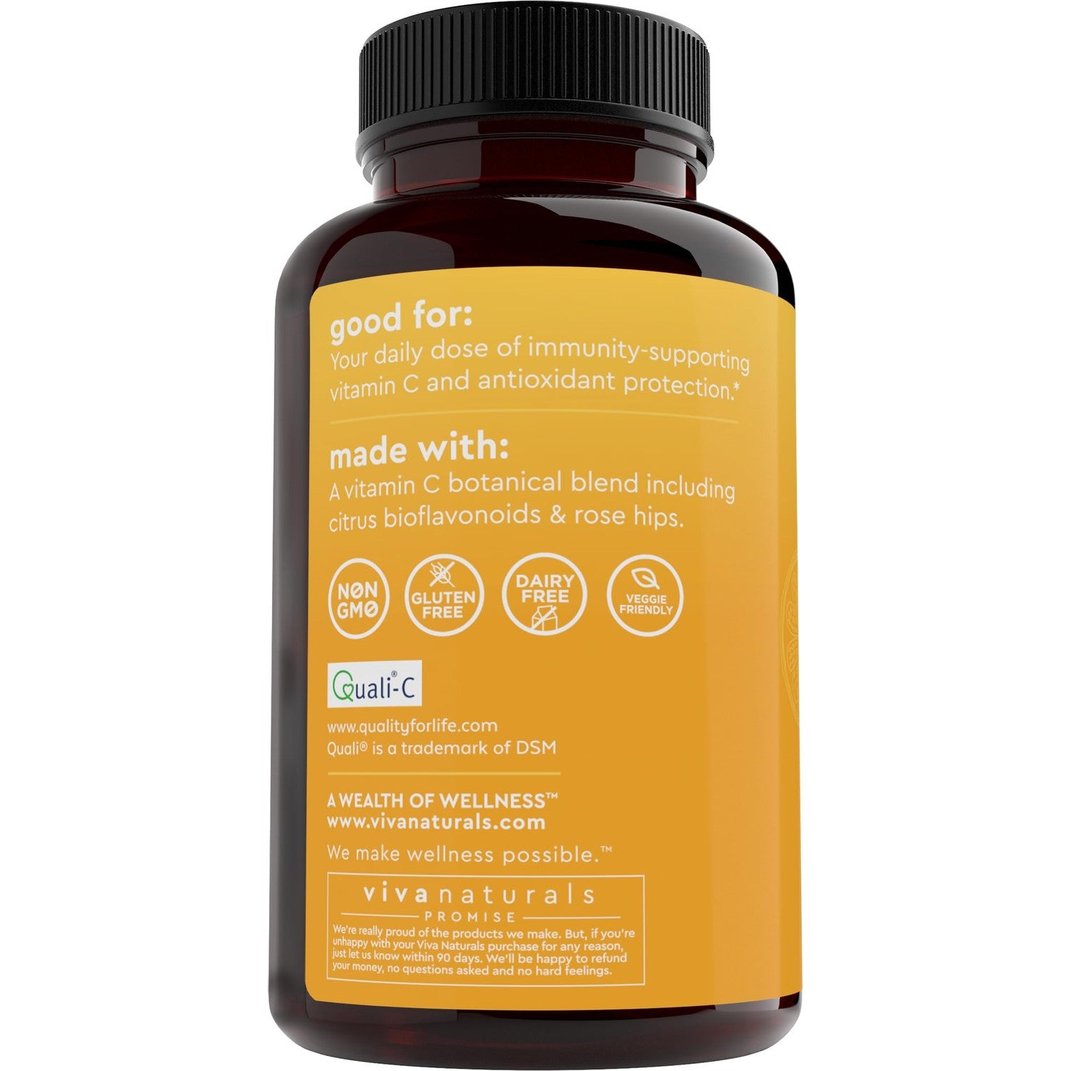 Viva Naturals Vitamin C, 1000 mg, 250 Vegetarian Capsules – with Citrus Bioflavonoids & Rose HIPS, Non-GMO for Immune Support & Antioxidant Protection
