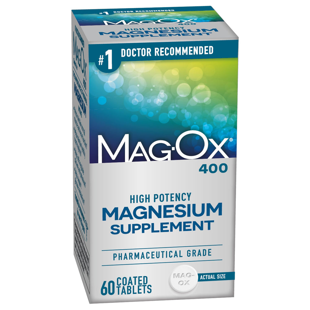 Mag-Ox High Potency Magnesium Supplement, Tablets, 60 Count | Pharmaceutical Grade Magnesium Oxide, 482 mg Per Dose, Magox 400 Magnesium