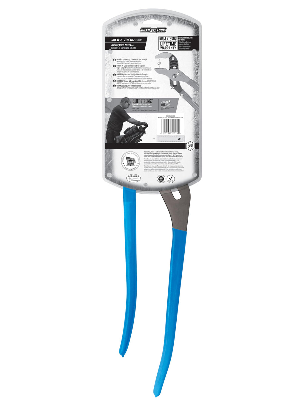 Buy now Channellock Tongue and Groove Pliers 480 BIGAZZ - Straight Jaw, 90° Teeth, Forged Steel - 20.25 in, 5.5 in Jaw at indiglob india