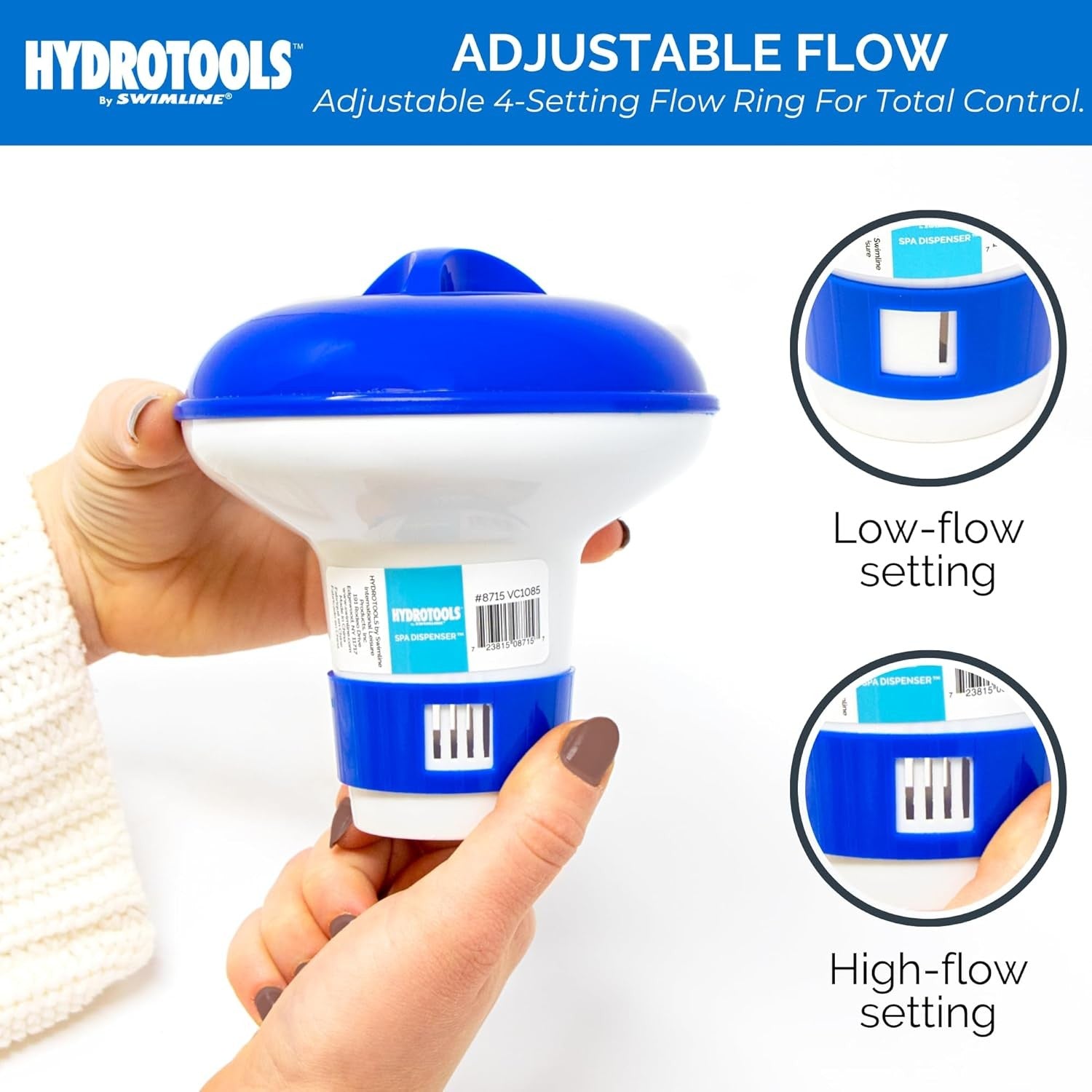 Buy now HYDROTOOLS BY SWIMLINE 8715 Mini Chemical Dispenser For Spas and Personal Pools| Compatible With Bromine & Chlorine Supports 1’’ Tablets | Adjustable Control Ring For Customizable Flow Rate at indiglob india