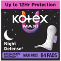 Kotex Overnight Maxi Pads, Wings, Extra Heavy, 84 Count, 3 Packs of 28