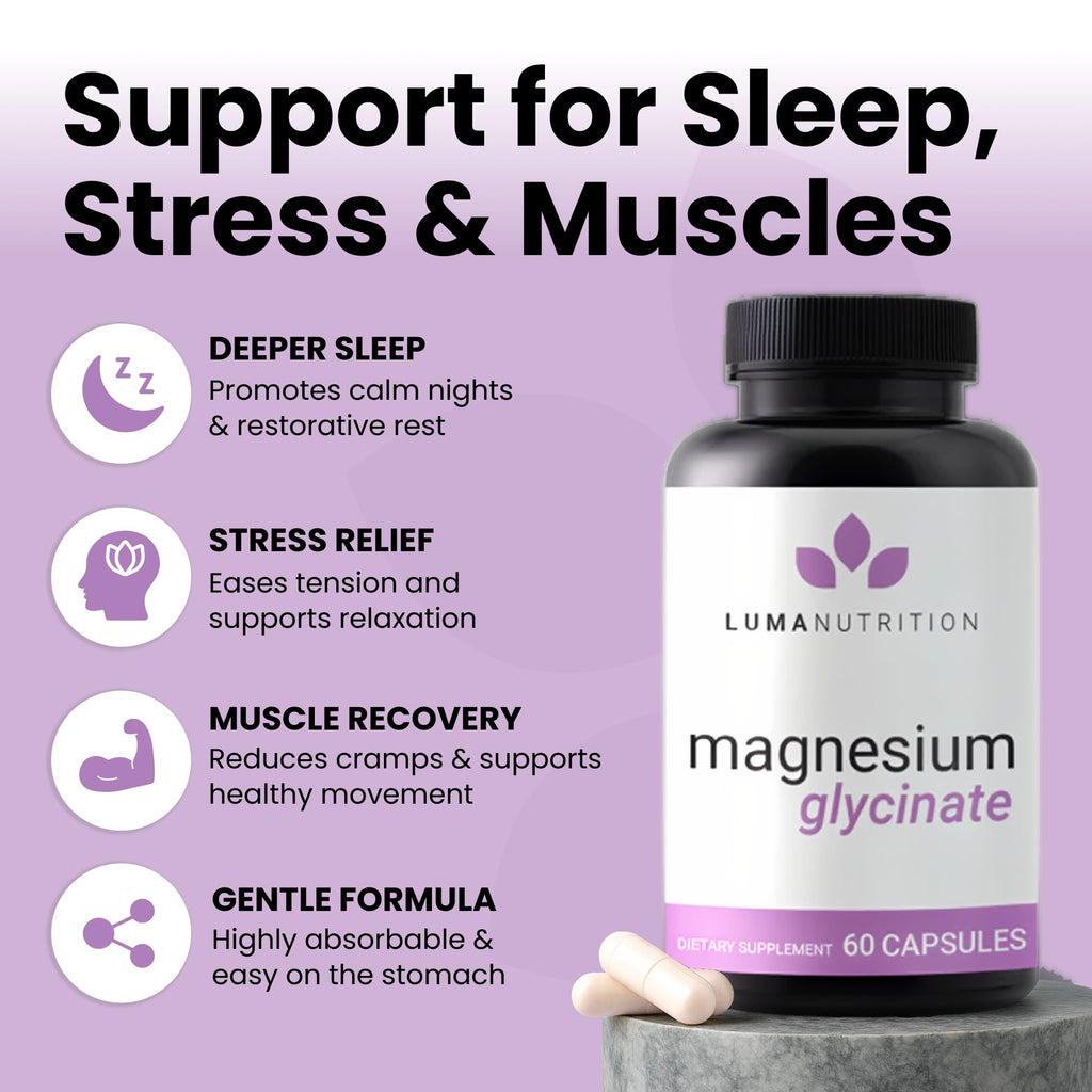 Luma Nutrition Magnesium Glycinate 1000mg Supplement - 60 Capsules