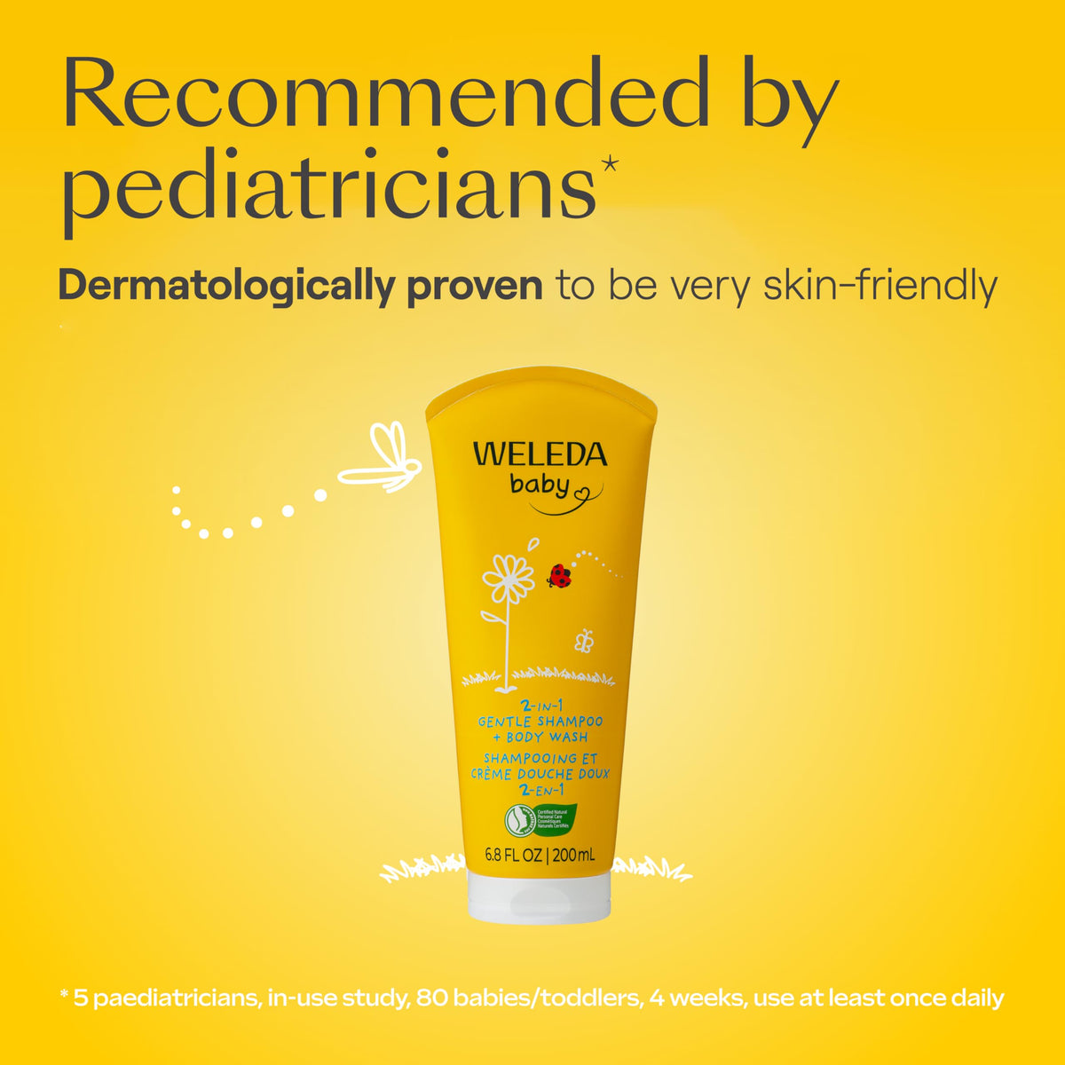 Weleda Baby Calendula 2-in-1 Gentle Shampoo and Body Wash, 6.8 Fluid Ounce, Plant Rich Cleanser with Calendula and Sweet Almond Oil