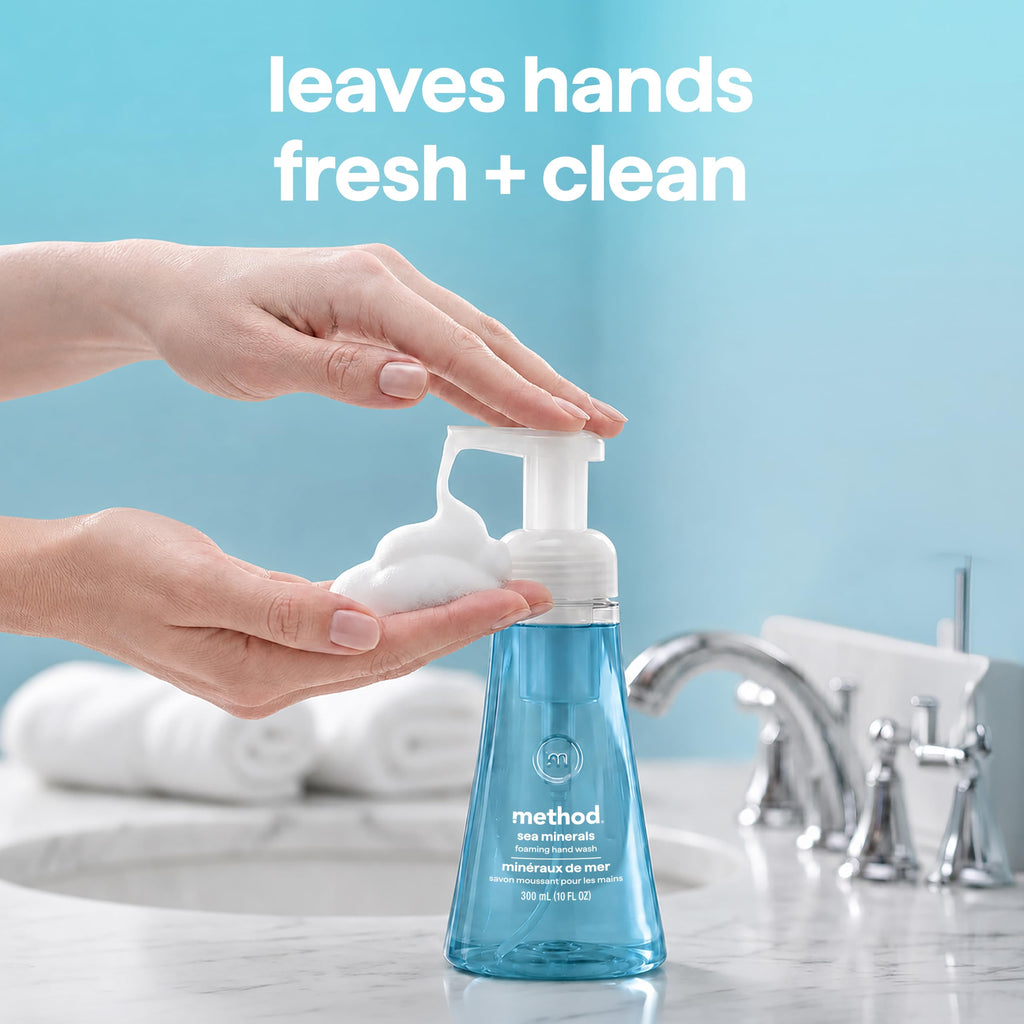 method Foaming Hand Wash, Sea Minerals, 10 fl oz, 3 pack | Hydrates & Softens Skin, Designed for Gentle Everyday Cleansing, With Notes of Bergamot, Lemon and Rosemary