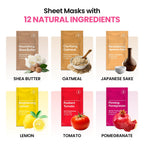 Buy now GLAM UP Korean Facial Sheet Mask 12 Combo Pack | Hydrating & Moisturizing Face Mask for Glass Skin | Soothing Korean Skincare for Sensitive, Dry Skin | Bulk Face Masks Gift Set for Home Spa at indiglob india