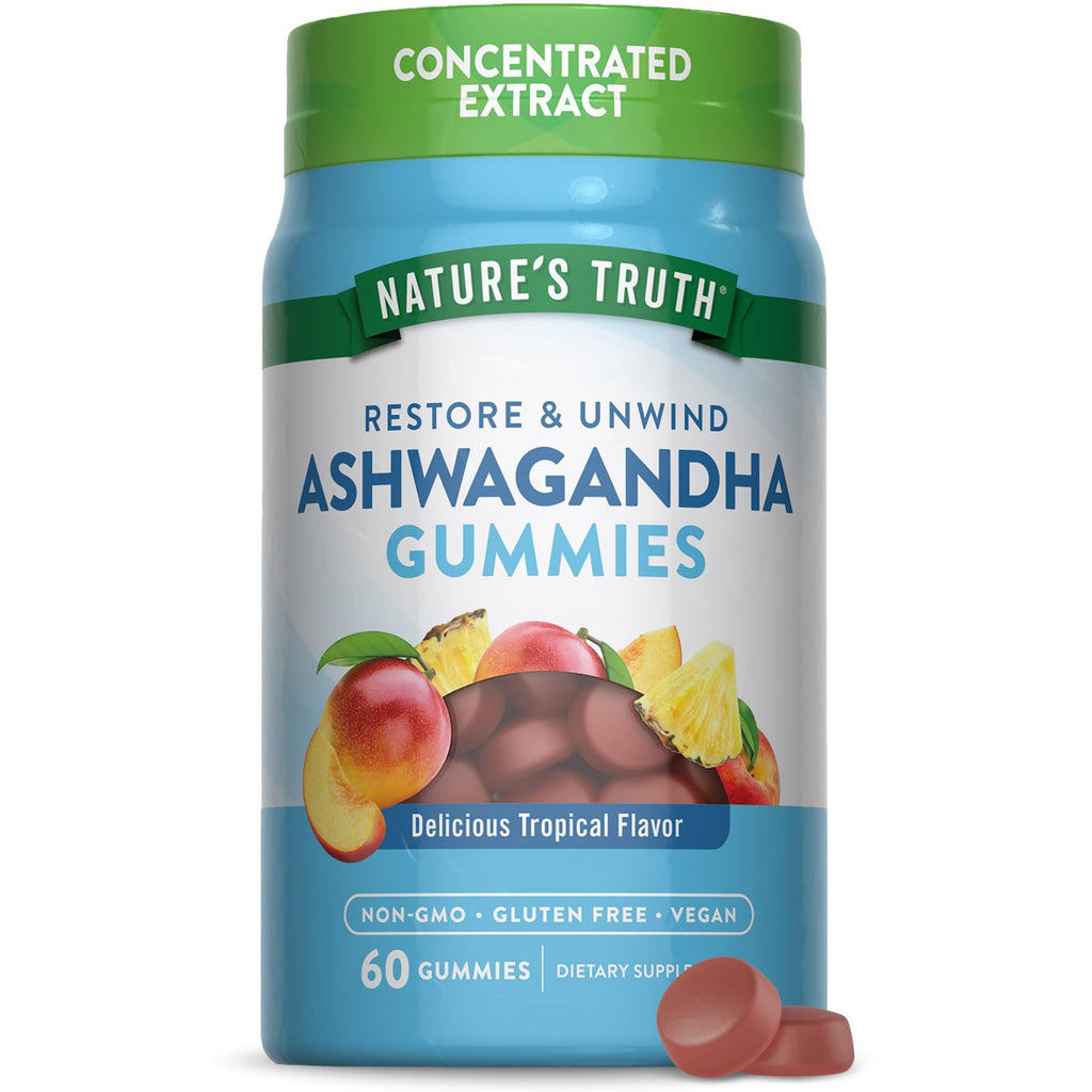 Nature's Truth Ashwagandha Gummies | 60 Count | Tropical Flavor | Vegan, Non-GMO, & Gluten Free Supplement | Vegan, Non-GMO & Gluten Free Supplement