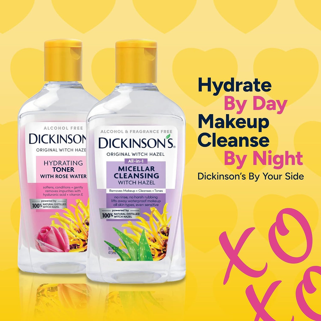 Dickinson's Witch Hazel Hydrating Toner with Rosewater | 16 Fl Oz | Alcohol-Free, Enhanced 100% Natural Formula; Hydrates, Soothes & Balances Skin