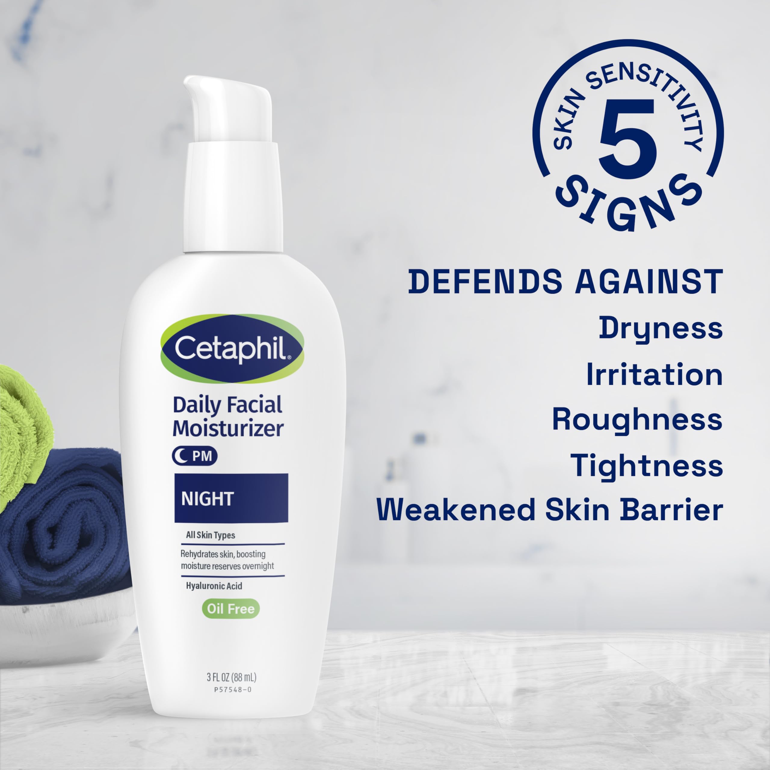 Buy now Cetaphil Night Moisturizer for Face, Hydrating Facial Moisturizer with Hyaluronic Acid, For All Skin Types, Lightweight and Non-Comedogenic, Dermatologist Recommended for Sensitive Skin, 3oz at indiglob india