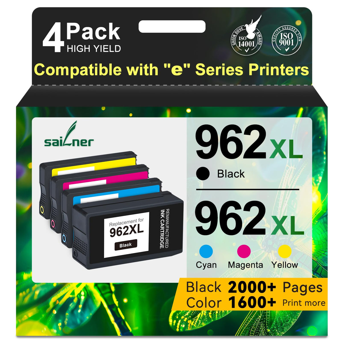 962XL Ink Cartridges Replacement for HP 962XL Ink Cartridges Combo Pack 4PK