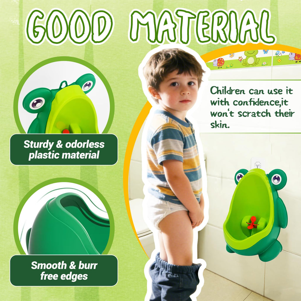 Frog Pee Training,Cute Potty Training Urinal for Boys with Funny Aiming Target,Green Urinals for Toddler Boy