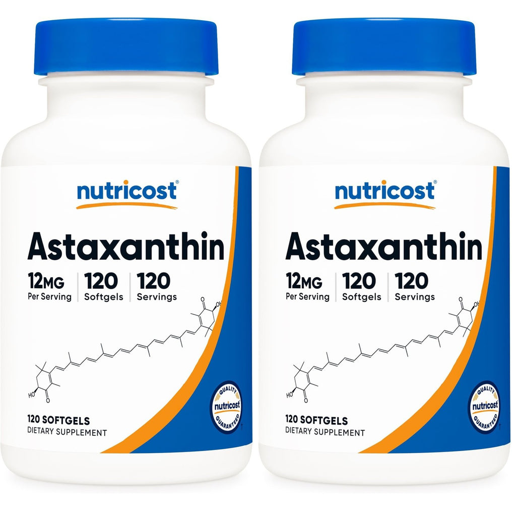 Nutricost Astaxanthin 12mg, Non-GMO and Gluten Free, 120 Softgels (4 Month Supply) (Pack of 2)