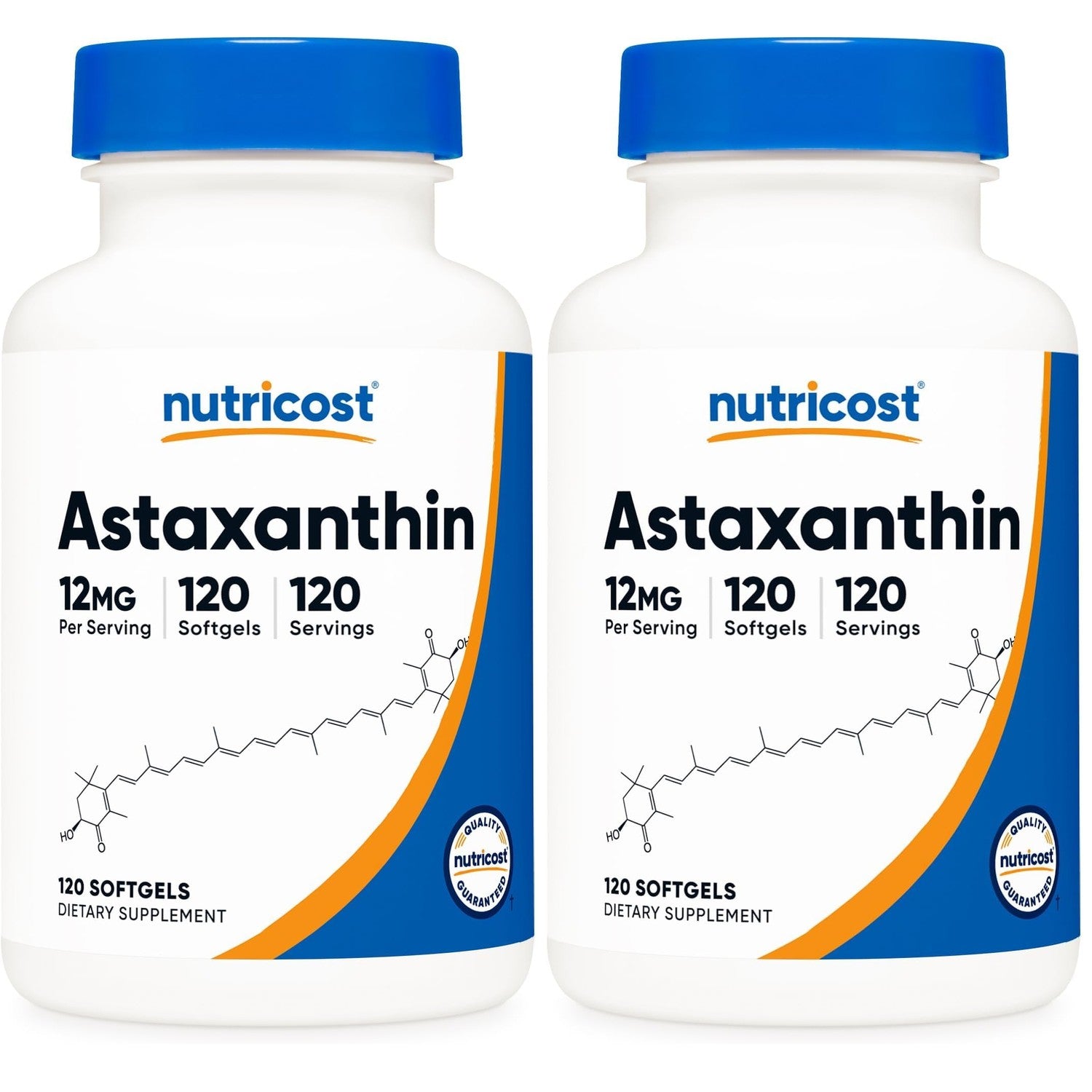 Nutricost Astaxanthin 12mg, Non-GMO and Gluten Free, 120 Softgels (4 Month Supply) (Pack of 2)