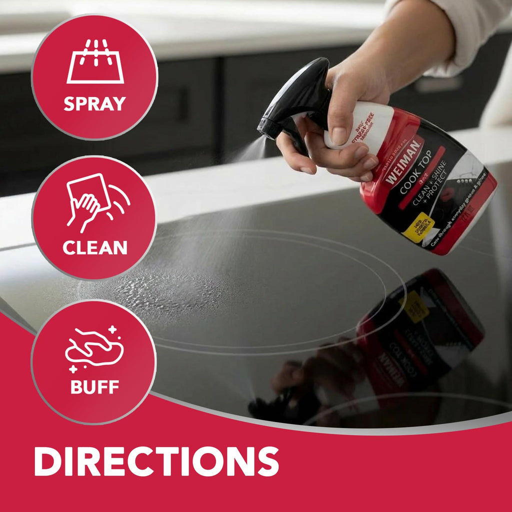 Weiman Daily Cooktop Cleaner & Degreaser, 2 Pack with Microfiber Cloth