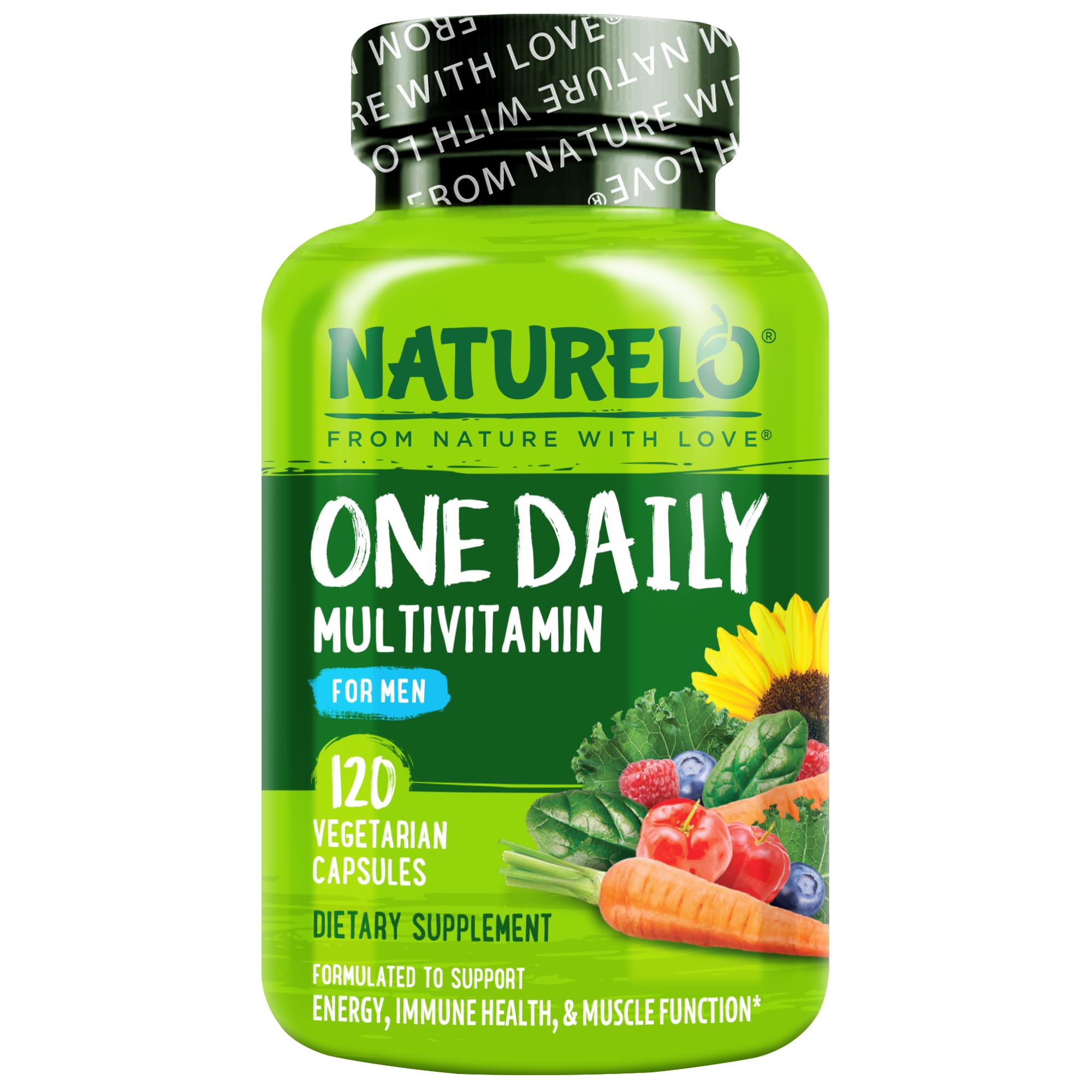 NATURELO Multivitamin for Men - One Daily, 60 Vegetarian Capsules | Vitamins, minerals & organic whole foods, non-GMO