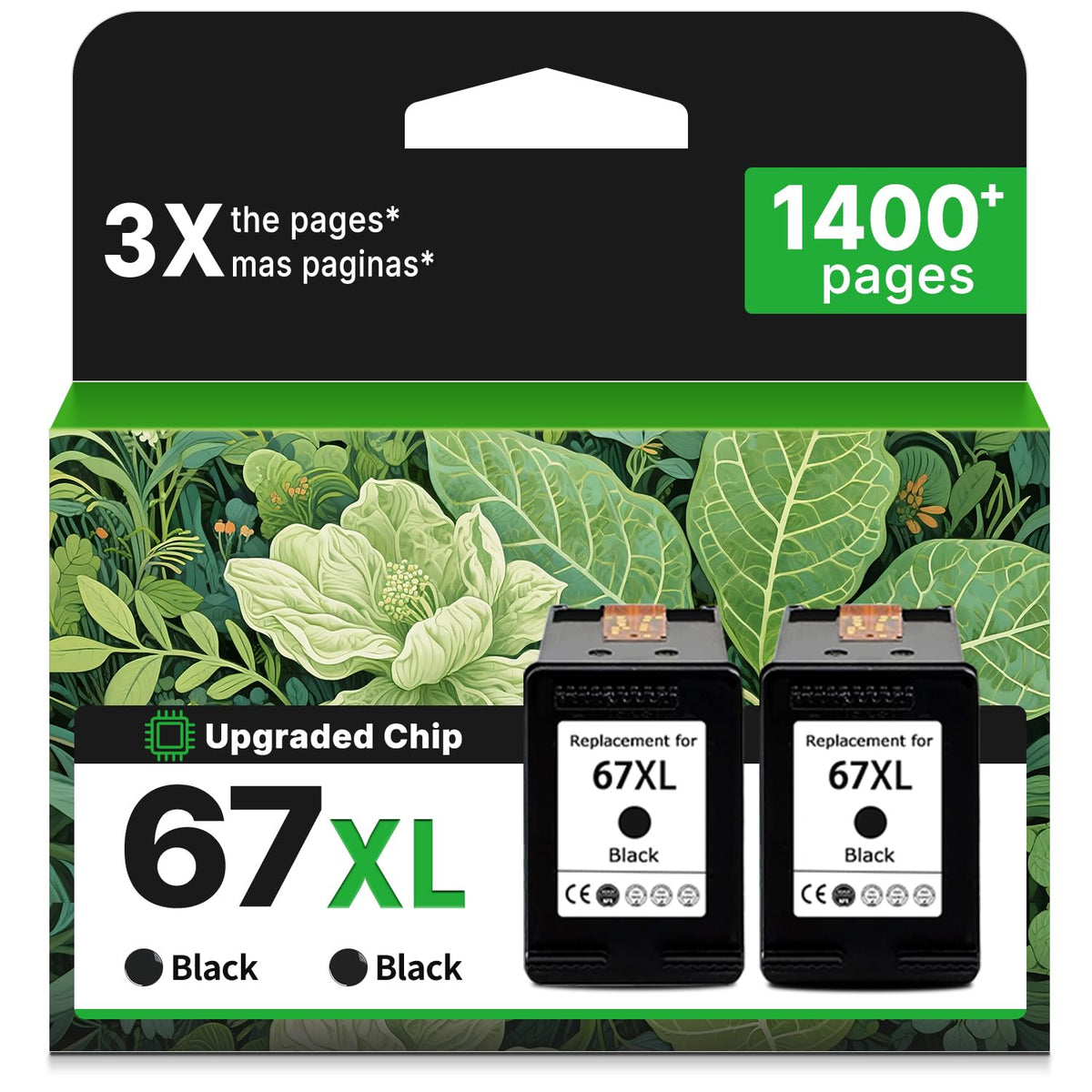 67XL Black Ink Cartridge for HP 67 XL Replacement for 4200 2852e 2855e 4100