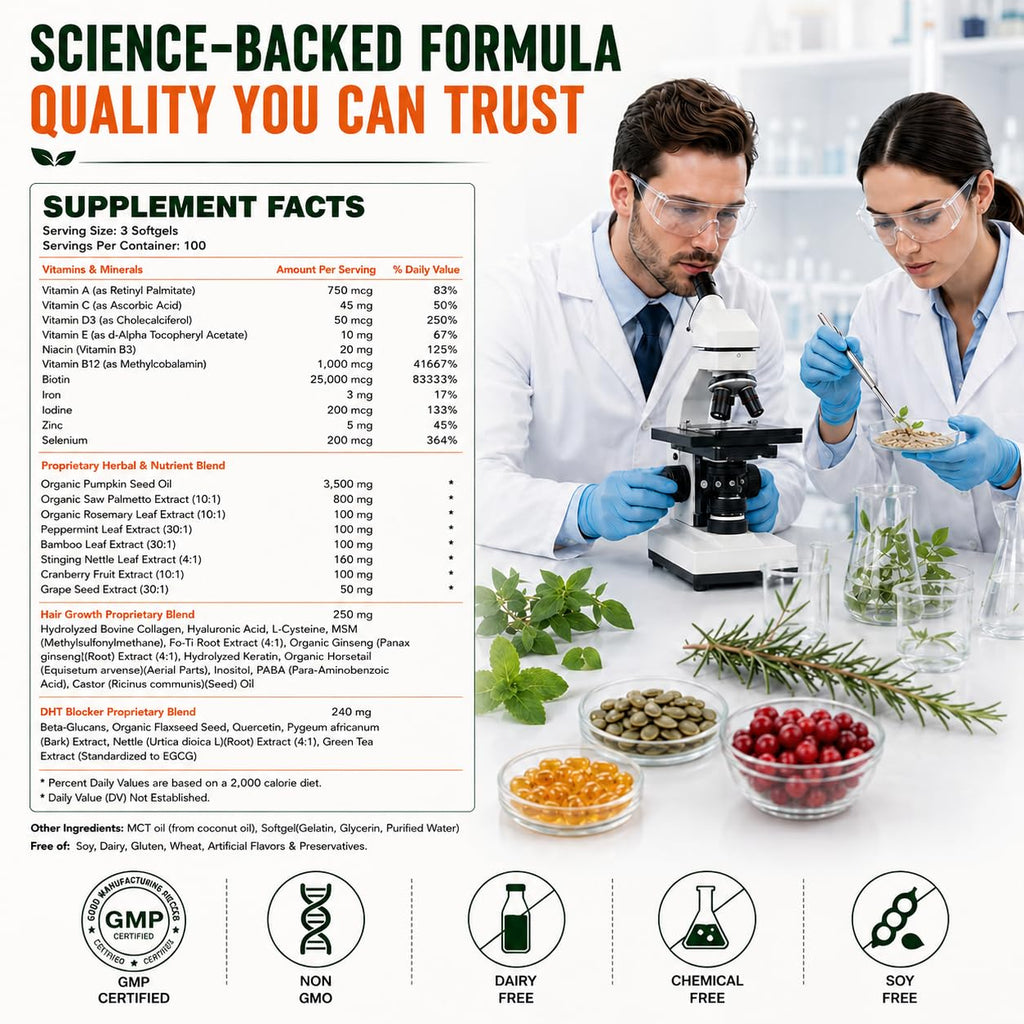 Cold Pressed Pumpkin Seed Oil with Saw Palmetto Capsules for Hair Support